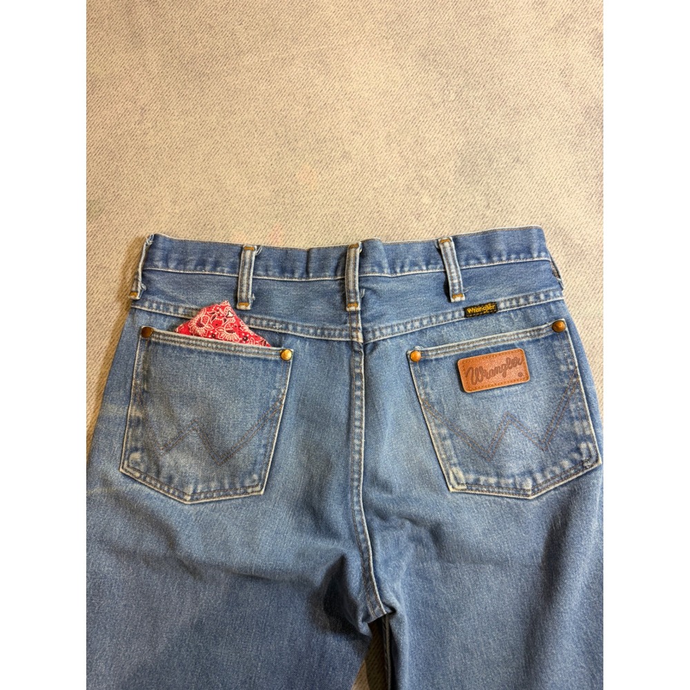 Vintage Wrangler 936DEN Slim Fit Jeans Made in USA Blue Denim Mens 31x28.5